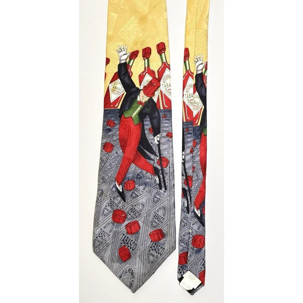 Lot of 5 Vintage Tabasco Silk Neckties Crawfish Oyster Bloody Mary Hot Sauce USA